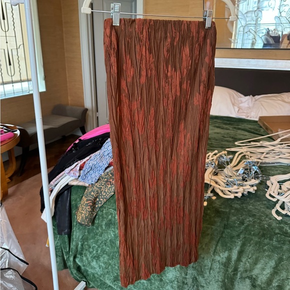 Zara Brown Patterned Skirt Small - Picture 2 of 3